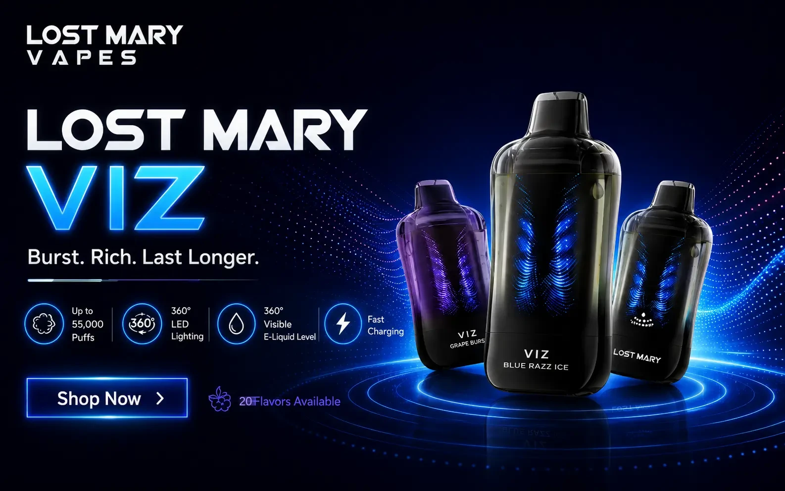Lost Mary VIZ 55000 puffs disposable vape with 360 LED lighting